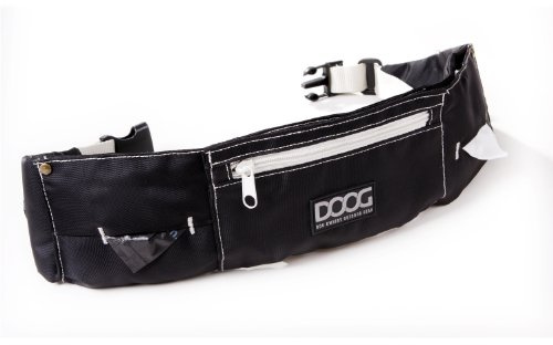 DOOG Hunde-Spazierganggürtel – Leckerli- und Trainingsgürtel mit integrierten Duftkotbeuteln, robusten Karabinern und verstellbarem Hüftgurt zum Joggen und Wandern (Schwarz)