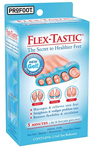 PROFOOT Flex-tastic Toe Spacers, Gel Toe Separators for Foot Pain, Bunions, Overlapping & Hammer Toes, Helps Restore Alignment & Circulation, Fits All, 1 Pair