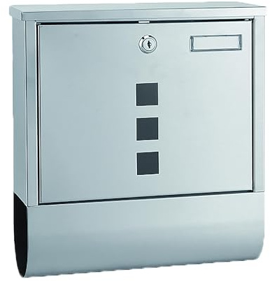Briefkasten Dekor Edelstahl 18/0 mit Zeitungsfach, Postkasten, NEU