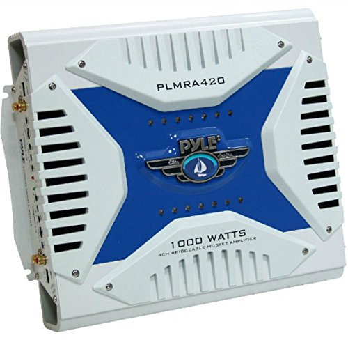 AMPLIFICATORE MARINO PER USO NAUTICO PYLE PLMRA420 DA 500 WATT RMS E 1000 WATT MAX 4 CANALI PER BARCA PISCINA RESISTENTE ALL'ACQUA PER IMBARCAZIONI O LOCALI ALL'APERTO IMPERMEABILE