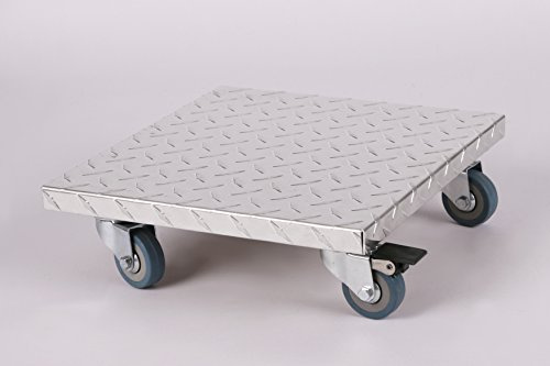 Möbelroller/Pflanzenroller (Profi) 30x30 cm, ALU, 150kg, PU-Rolle + Bremse, Marke: Szagato, Made in Germany (Design-Pflanzenroller Transportroller Rollbrett)