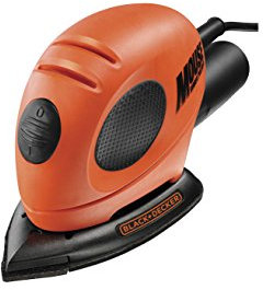 BLACK+DECKER KA161-QS Ponceuse de Détail Mouse Filaire - Vitesse Variable Jusqu'à 11 000 osc/min - D'orbite : 1,5 mm - Doigt de Ponçage - 8 Abrasifs 55W, 230V, Noir, Orange