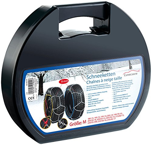 Lescars Anfahrhilfe Auto: Schneeketten Größe M für Reifen 205/55 R16 u.v.m. (Schneeketten Anfahrhilfe, Anti-Rutsch, Lescars Schneekette)