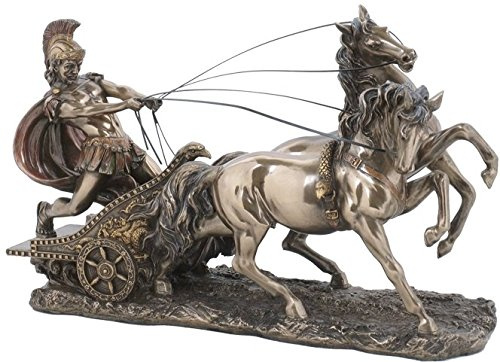 Unbekannt Roman-Wagen gezogen durch 2 Pferde Bronze Farbe Statue