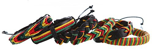 DonDon 6 Rastafari Armbänder aus Leder und Stoff