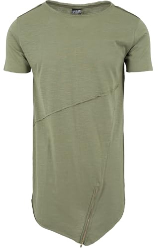Urban Classics Long Open Edge Front Zip Tee T-Shirt, Vert-Grün (lightolive 729), m Homme