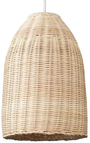 MiniSun | Modern Rattan Basket Ceiling Light Shade in a Natural Wicker Finish | Pendant Lights, Home Décor & Improvement Essential | 21cm Shade Width