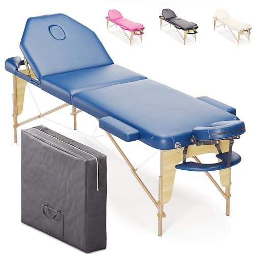 Beltom® Mobile Massagetisch Massageliege Massagebank 3 zonen klappbar Kosmetikliege Neu - Blau