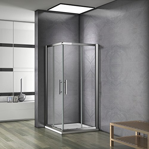 80x80x185 cm Cabine de douche Porte coulissante Paroi de douche accès d'angle verre sécurit