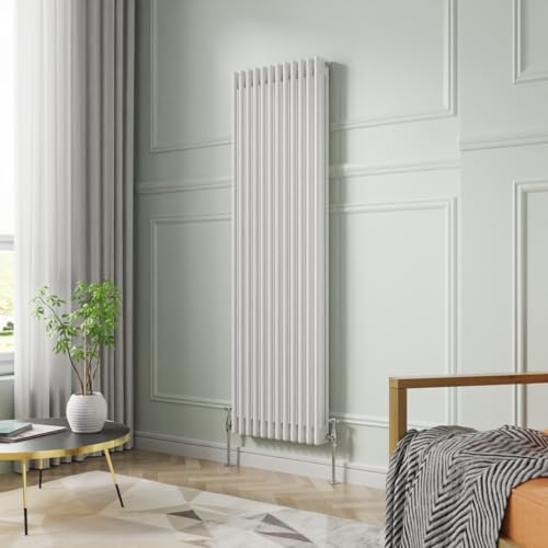 NRG 1800 X 560 mm Gloss White 3 Column Radiators Vertical Cast Iron Rads | Radiator Wall Mounted, Tall, For UK Central Heating Compatible, Column Radiator, for Bathroom Living Room Kitchen