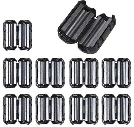 Colorful EMI RFI Entstörfilter Ferritfilter Ferritkern Klappferrit für Kabel 5mm 7mm 9mm 13mm, EMI Rauschunterdrücker Kabel-Clip,Schwarz (5mm)