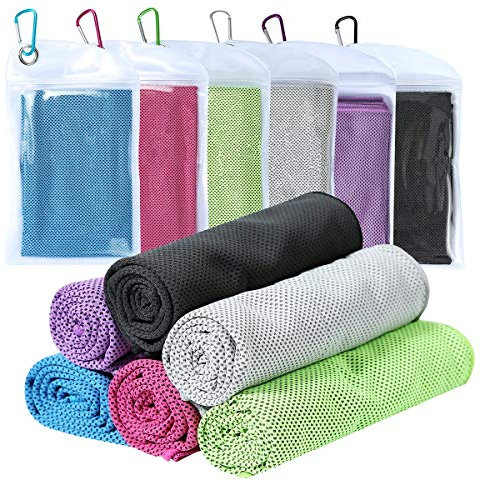 XJSGS Cooling Towels for Neck and Face,Microfiber Cooling Sports Gym Towel for,Gym, Yoga,Pilates Travel Camping & More (6 Packs)