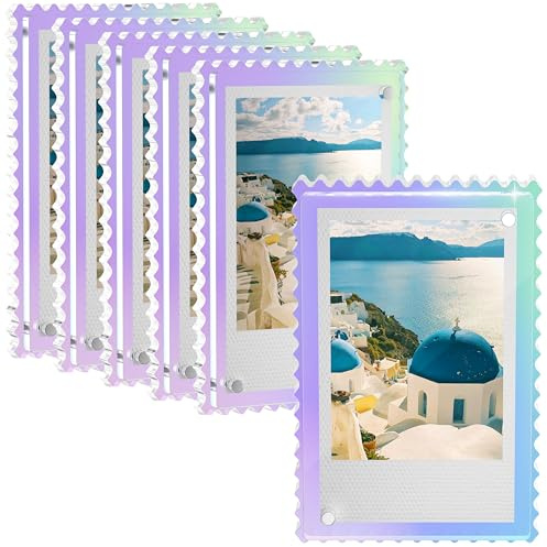 WINKINE Magnetische Bilderrahmen 2x3, 6er Pack Irisierende Acryl Kühlschrankmagnete Bilderrahmen für Fuji Instax Mini Film & Polaroid Filme, Floating Picture Display für Home, Business & Office Decor