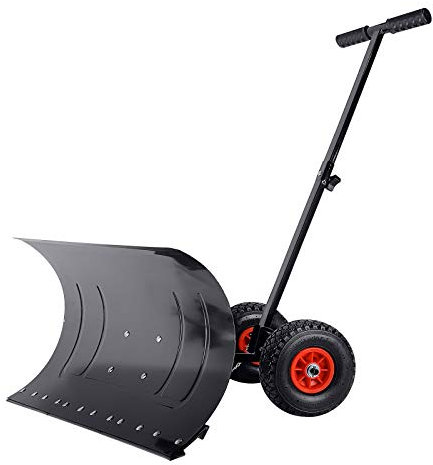 Pala para nieve con ruedas, Palas Quitanieves Ajustable en Altura Profesional Schneefuchs Móvil Anti óxido Jardín Herramientas, iámetro del neumático 25 cm