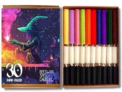 Phoenix Candle Company Lot de 30 bougies en cire d'abeille roulées à la main Couleurs assorties