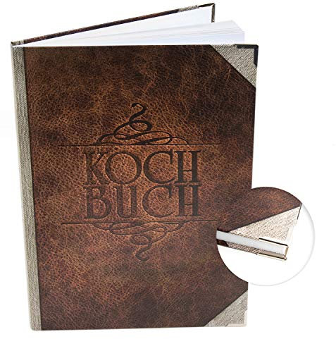 Logbuch-Verlag Großes Rezeptbuch zum Selberschreiben XXL A4 Lederoptik Blankobuch mit 164 leeren Seiten vintage