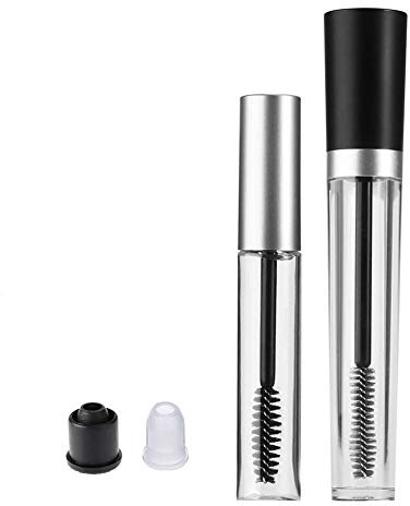 Lansonee 2Pcs Empty Mascara Tube with Eyelash Wand Eyelash Cream Container Bottle, Rubber Inserts Set for Castor Oil 7.5ml and 10ml