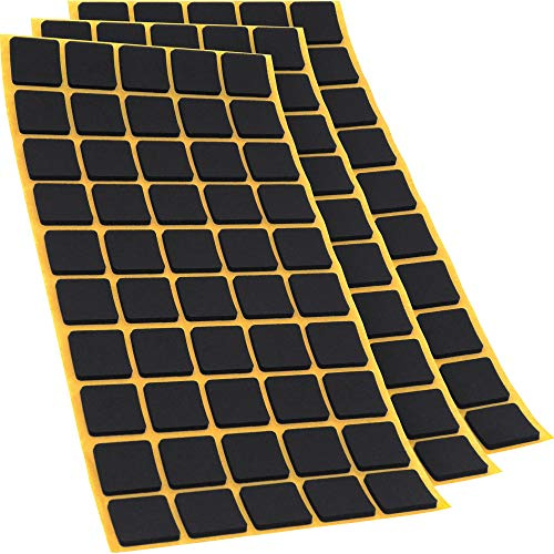 Adsamm® / 150 x Patins antidérapants Autocollants en Caoutchouc cellulaire EPDM / 20x20 mm/Noir/carré/Patins antidérapants de 2,5 mm d'épaisseur