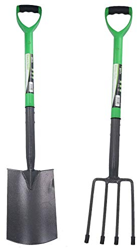 Grabegabel für den Garten, mit Schaufeln, Karbonstahl, 2-teiliges Set
