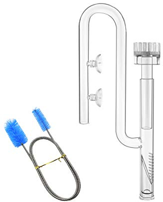 IAFVKAI 17mm Lily Pipe aus Glas für Aquatic Inflow mit Oberflächenskimmer für Aquariumfilter 5/8 i.d. (16/22 mm) Schläuche und Flexible Edelstahl-Reinigungsbürste für Aquarium-Bepflanzungsbecken