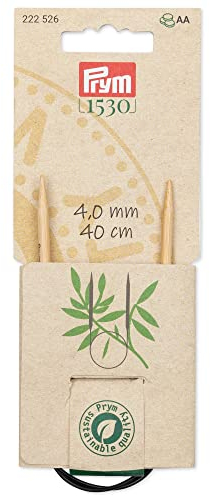Prym 222526 Rundstricknadel Prym 1530, Bambus, 40cm, 4,0mm, Holzfarben