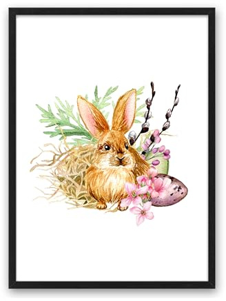 Din A4 Kunstdruck ungerahmt - Ostern - Hase Häschen Osterhasen Osternest Aquarell - Druck Poster Bild
