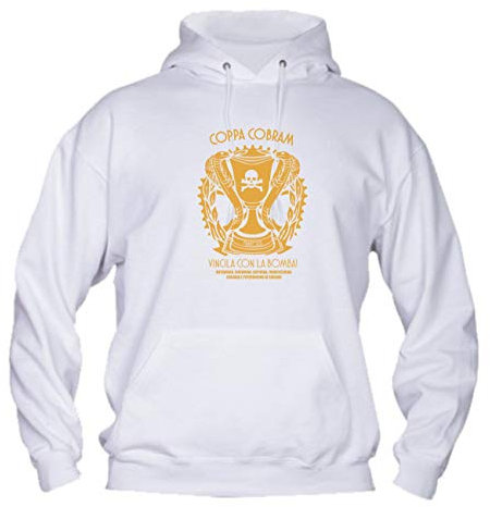 Felpa con Cappuccio Bambino Ragazzo Basic Top qualità Top vestibilità - Coppa Cobram Modello 2 - novità Fashion Divertenti Humor Youtuber New Bambina Made in Italy (Bianco, 12-14 Anni)