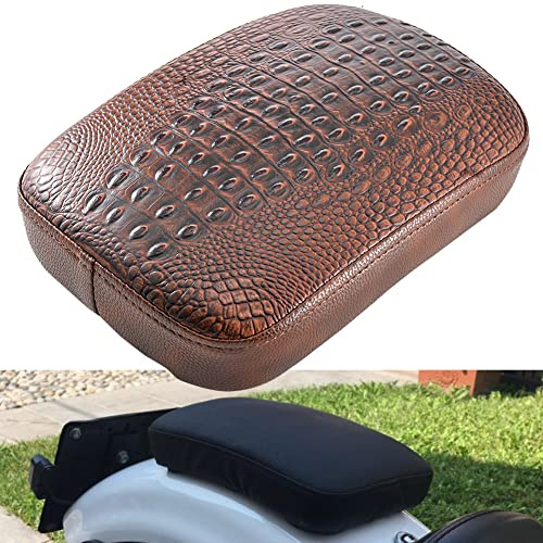 NATGIC SièGe De Passager De Moto En Cuir De Crocodile Marron SièGe à Ventouse De Moto SièGe ArrièRe De Coussin De Passager Pour H-arley Davidson Bobber Chopper (8 Ventouses - Marron)