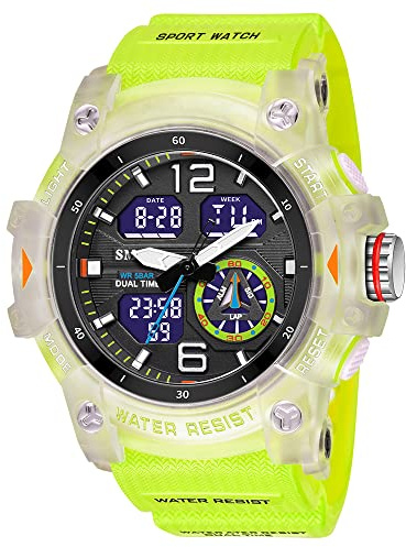 KXAITO Reloj deportivo analógico para hombre, reloj militar para exteriores, LED, cronómetro, digital, electrónico, grande, pantalla doble, impermeable, táctico, para hombre, 8007