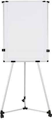 Bi-Office mobiles Earth Kyoto Flipchart mit Papierrolle, Nicht Magnetisches Flipchart mit zwei ausziehbaren Verlängerungsarmen, 70 x 100 cm, trocken abwischbare Oberfläche, Aluminiumrahmen