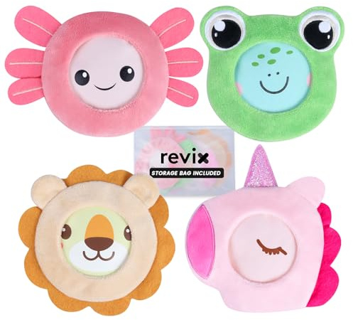 REVIX Kids Ice Packs - Reusable Gel Cold Packs for Toddlers and Babies, Soft Cloth Covers with 4 Cute Animal Designs, Hot & Cold Compress for Comfort, Soothing, Relaxation, and Everyday Bumps