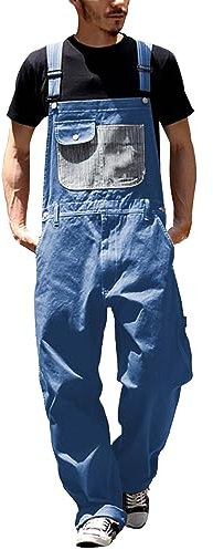 Pantalones vaqueros con tirantes, peto para hombre, pantalones de trabajo, mono para hombre, pierna larga, muchos bolsillos, pantalones vaqueros para hombre, pantalones de peto de corte ancho, mono