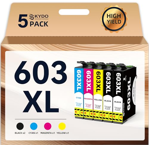 Skydo 603XL Tintenpatronen Kompatibel für Epson Multipack 603XL Druckerpatronen für Epson XP-3100 XP-3105 XP-4155 XP-2105 XP-2150 XP-3150 XP-4100 Workforce WF-2830 WF-2835 WF-2840 WF-2850,5er-Pack