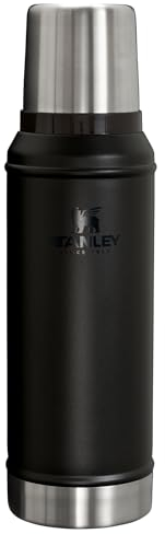 Stanley Classic Legendary Vacuum Bottle 1.0 qt | Wide Mouth with Leakproof Cup Lid | Keep Drinks Hot or Cold | Packable for Travel | Insulated Stainless Steel Thermal Bottle | BPA-Free | Black 2.0