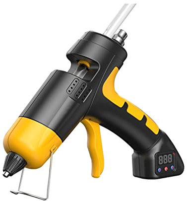 Pistola de silicona, Pistola de pegamento de fusión en caliente con batería de litio inalámbrica de 60w, pantalla Digital, temperatura ajustable, uso de barra de pegamento de 7mm, herramienta de repar