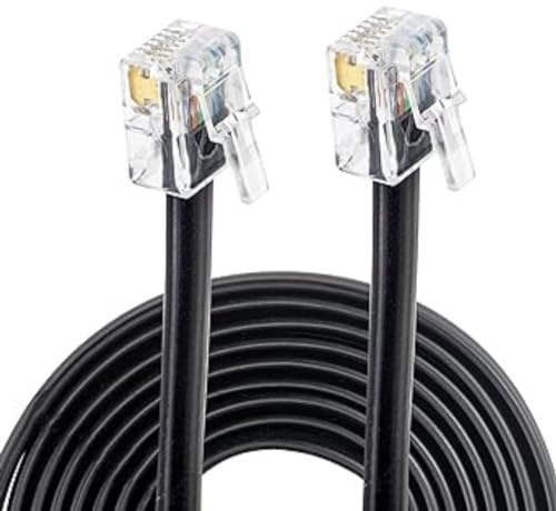 High Speed RJ11 to RJ11 ADSL Cable, 2m Ethernet Extension Lead for Wifi Router, Internet Lead, Modem Cable for Broadband Port, 4 Pin Long Wire, Internet Landline for Router, Modem, Phone Socket