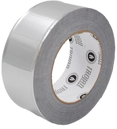 Trojan Aluminium Tape (50mm x 45m),Highly Adhesive Aluminium Foil Tape, Insulation Tape For Insulating And Sealing Ducts & pipes, Heat Resistant, Silver, Water Proof Foil Insulation Tape