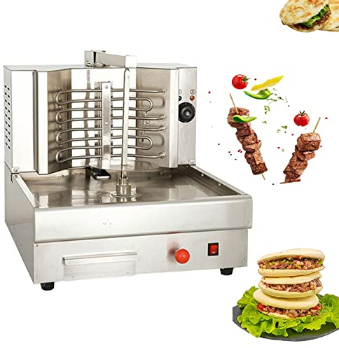 Asador vertical de acero inoxidable, tubos de calefacción eficientes, máquina automática de kebab de rotación de 360° para asador de pollo, carne de tacos