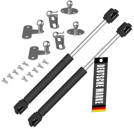 Bemacom 2x Gasdruckfeder Klappenbeschlag 60N Schwarz 6 KG Tragkraft Stoßdämpfer Gasfeder Dämpfer Gasdruckdämpfer passend für Möbel Klappen Türen Mülltonnenbox