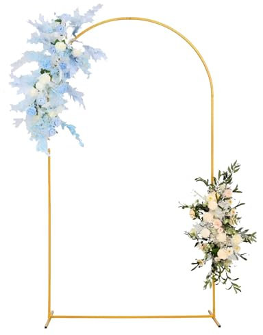Arche Dorée, Arche Carrée, Arche en Métal for Cérémonie, Fête, Photomaton, Arche Florale de Ballons for Jardin(180cm)