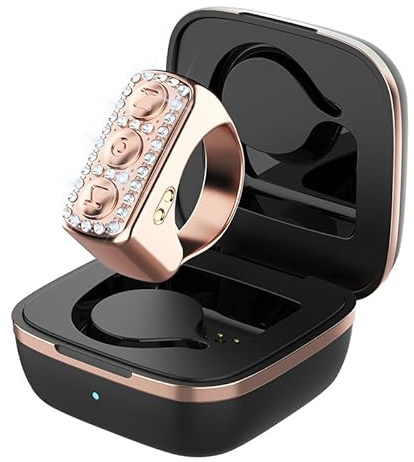TikTok Scrolling Ring with Bling Diamond, Kindle App Page Turner Phone Remote Control, Bluetooth Controller for Camera Remote, Music Control, Ring for iPhone, iPad, iOS, Android (Pink)