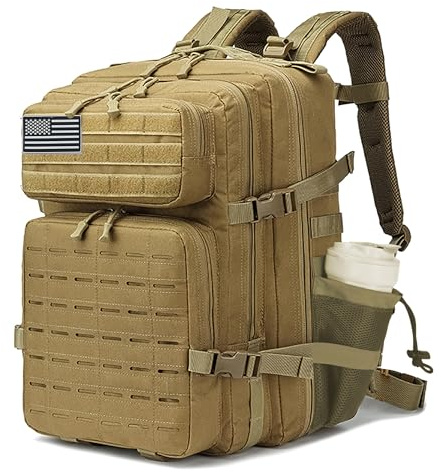 W WINTMING Sparklekle Military Tactical Backpack 45L 3 Day Assault Pack Waterproof Molle Hiking Rucksack for Men