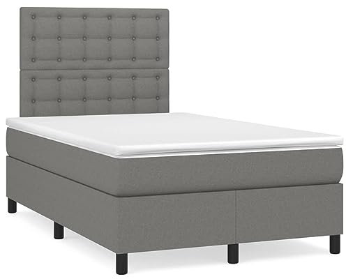 qohoio Boxspringbett mit Matratze & LED Bett Mit Bettkasten Bett Boxspringbett Betten Boxspringbett Mit Matratze Dunkelgrau 120x190 cm Stoff - 3270226