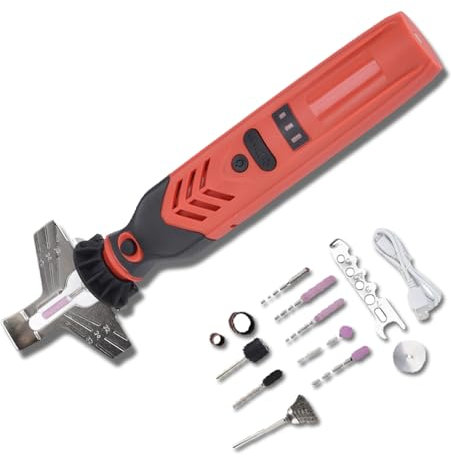 equlup 3.6V Electric Cordless Chainsaw Sharpener Kit, 15W Power Chain Saw Sharpen Tool High Speed Electric Blade Sharpening File for Chainsaw Blades