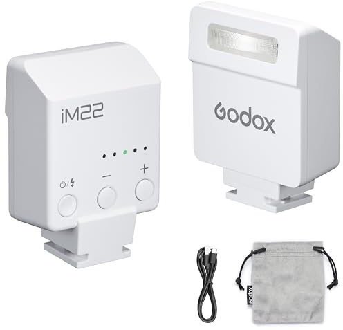 Godox iM22 Mini Camera Flash Speedlite (White) | GN15 7-Level Flash Power, 6000K±200K CCT, S1/S2 Optical Control. Compatible with Fuji/Sony/Nikon/Canon/Olympus Cameras