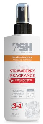 PSH Strawberry Nutritive Fragrance - Colonia Fragancia 3 en 1 para Perros y Gatos Nutritiva - Aroma Fresa - con Biotina, Keratina y Filtro UV - Sin Aclarado - 100 ml