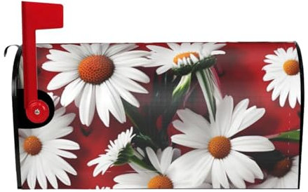 sttung Briefkastenabdeckung mit rotem Blumen- und weißem Gänseblümchen-Druck, stilvolles Design, schützen und verschönern Sie Ihren Briefkasten noch heute