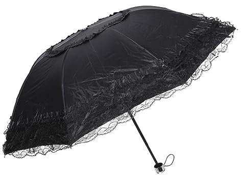 Ipetboom Uv Protection Parasol Small Beach Umbrella Black Lace Rainproof Sun Blocking Fashionable for Women Assorted style