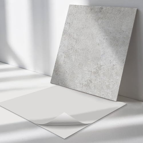 Vinyl Fliesen Quadratisch 30x30 cm PVC Küchenrückwand 9 Stück Wand und Boden Fliesenaufkleber für Küche und Badezimmer Wasserfest Selbstklebend Bodenbelag - Rohbetonstruktur