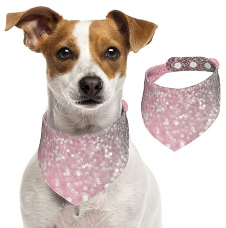 Roségold Pink Sparkle Luxus Trendy Glitter, Hundehalstücher, Baumwoll-Haustierschal, verstellbare Lätzchen für Haustiere,S
